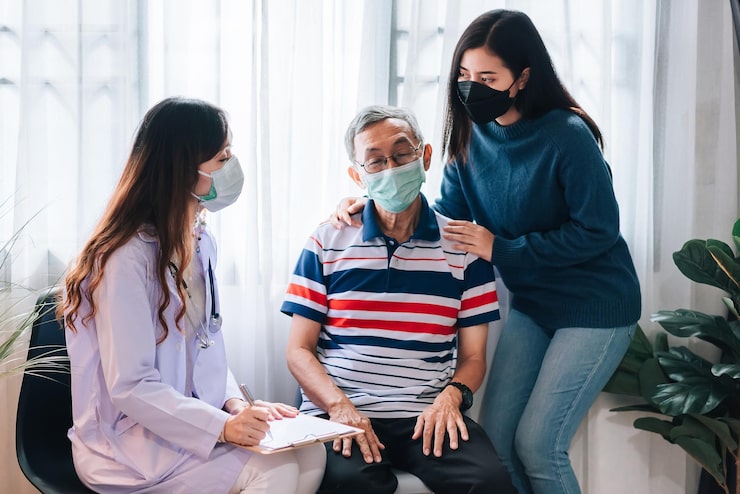 Doctor providing home visit services