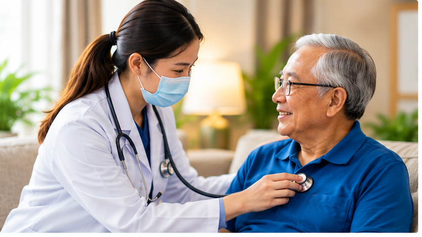 Doctor providing a home medical consultation