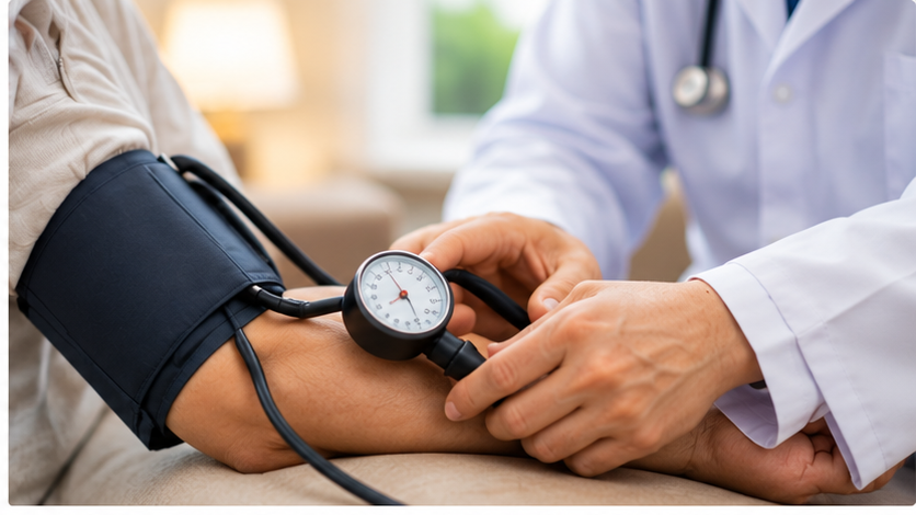 Doctor checking a patient's blood pressure